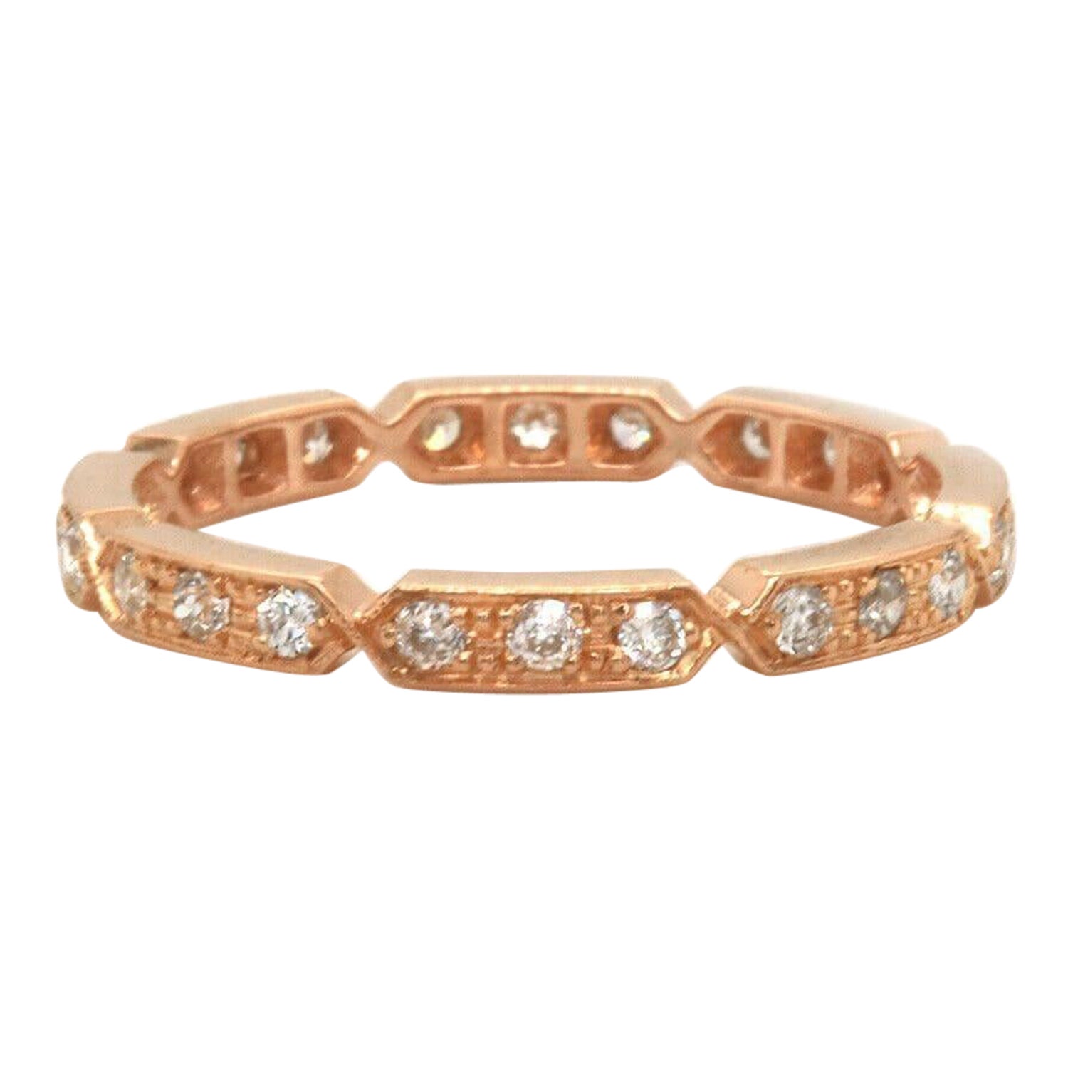 0.20ctw Diamond Octagonal Eternity Wedding Band Ring in 14K Rose Gold For Sale