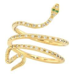 Ileana Makri Diamond Snake Ring in 18K Yellow Gold