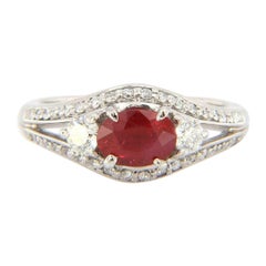 1.11ct Oval Ruby and 0.66ctw Diamond Ring in 14K White Gold