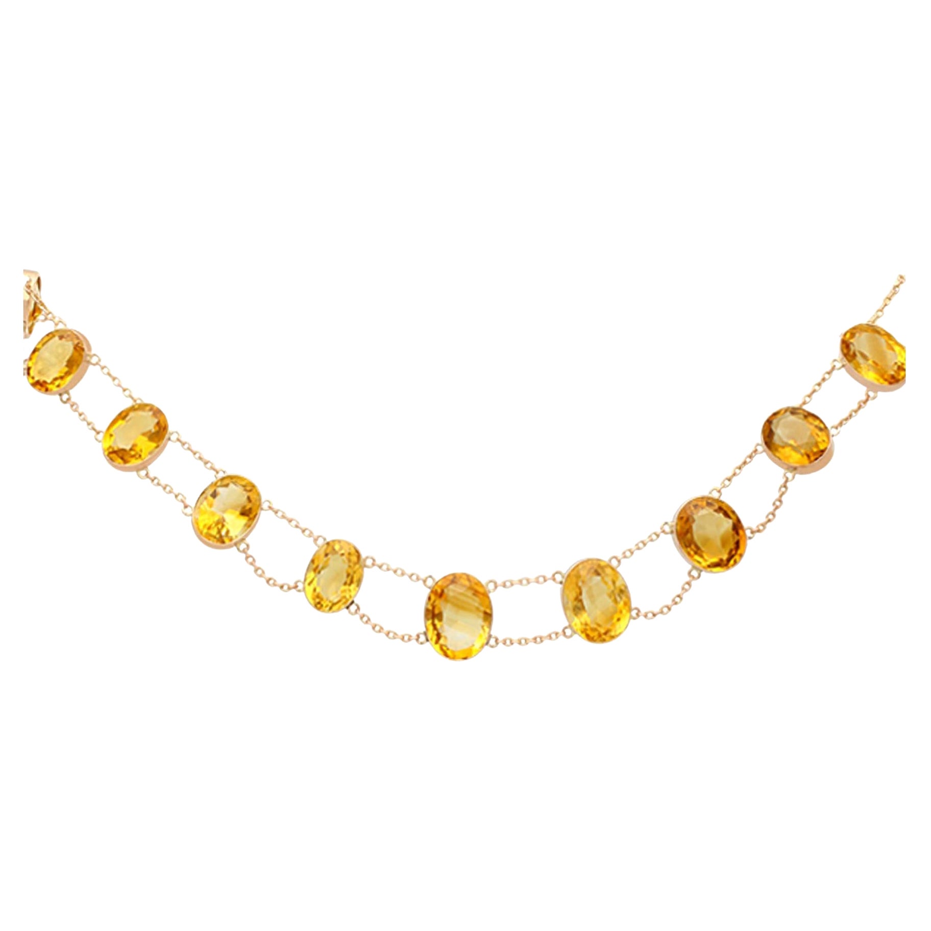 Antique 124.21ct Citrine and Rose Gold Riviere Necklace