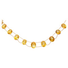 Antique 124.21ct Citrine and Rose Gold Riviere Necklace, circa 1890