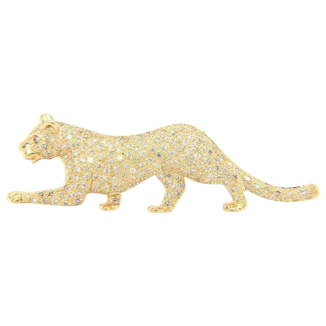 Le Vian Pave Diamond Panther Brooch in 14K Yellow Gold