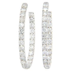 New 4.15ctw Diamond Oval Inside Out Hoop Earrings in 14K White Gold