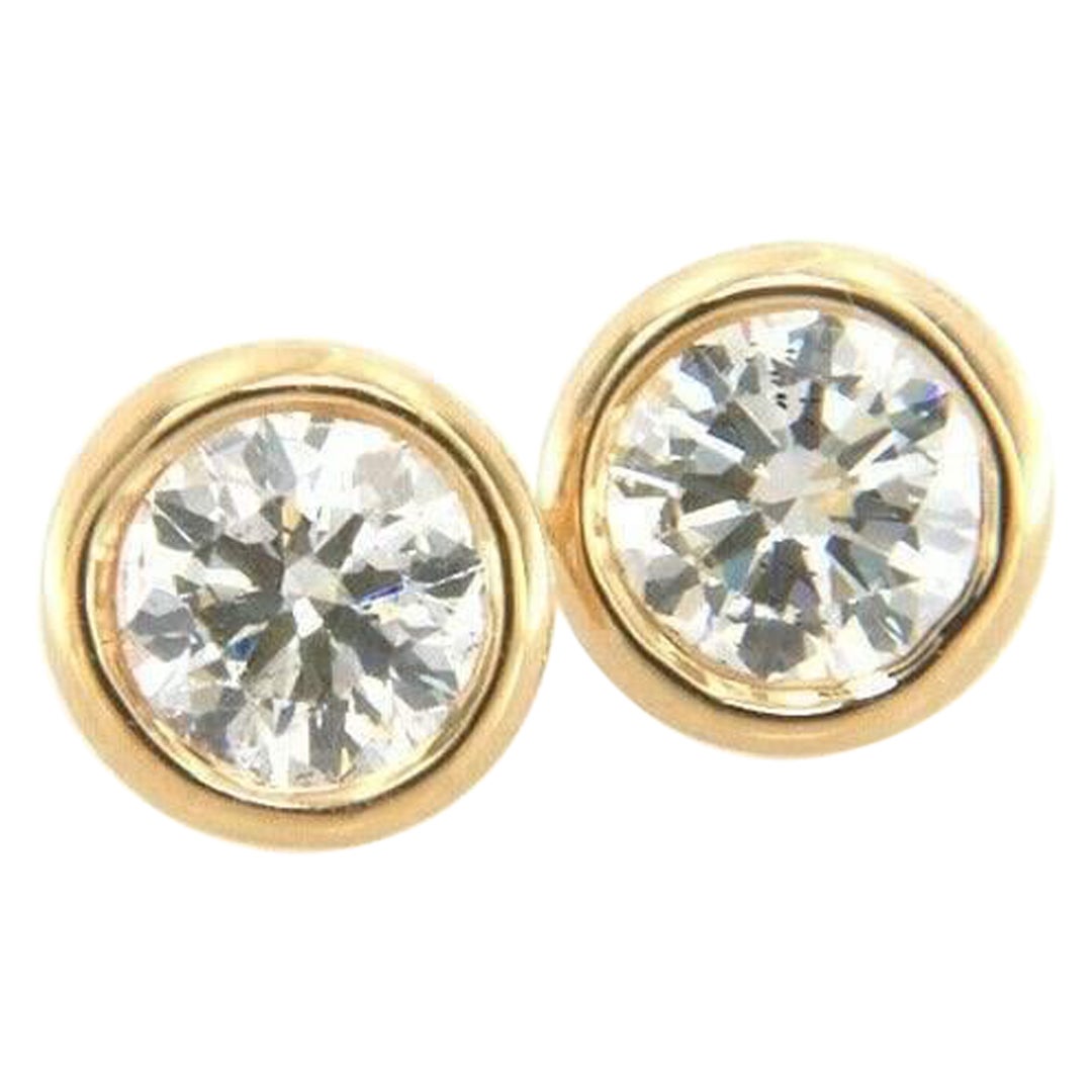 0.50ctw Diamond Bezel Set Stud Earrings in 14K Yellow Gold For Sale