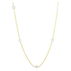 1.58ctw Diamond Two Tone Station Necklace in 14K White Gold and Yellow Gold