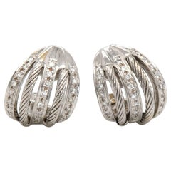 Charriol Flamme Blanche Diamond Huggie Earrings in 18K White Gold