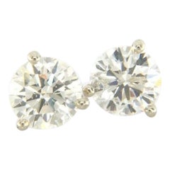 2.02ctw Round Diamond Solitaire Stud Earrings in 14K White Gold