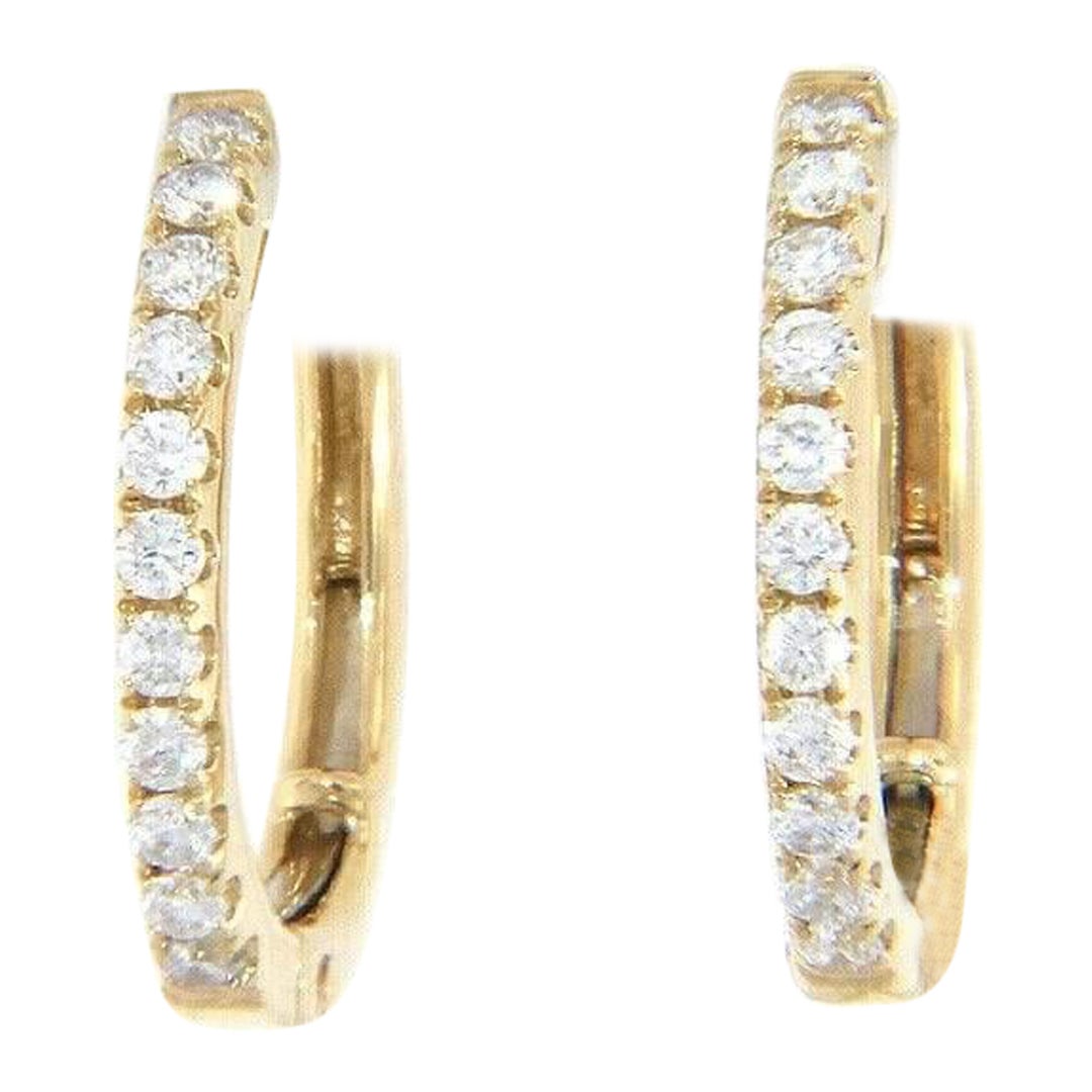 14k Yellow Gold Small Hoop Earrings with Pearls