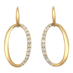 1.28ctw Diamond Oval Dangle Earrings in 14K Yellow Gold