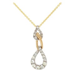 New 1.06ctw Diamond Two Tone Link Pendant Necklace in 14K White and Yellow Gold
