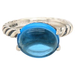 David Yurman Blue Topaz Cable Classics Ring in Sterling Silver
