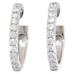 New 0.50ctw Diamond Small Hoop Earrings in 14K White Gold