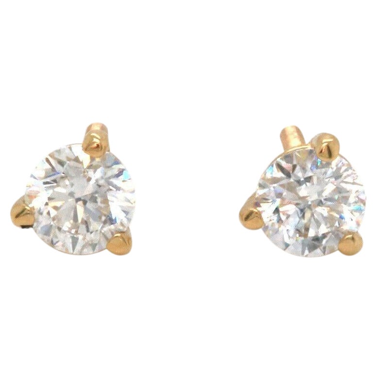 0.64ctw Diamond Solitaire Stud Earrings in 14K Yellow Gold For Sale