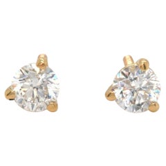 0.64ctw Diamond Solitaire Stud Earrings in 14K Yellow Gold