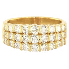 1.50ctw Diamond Three Row Anniversary Ring in 18K Yellow Gold