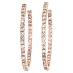 New 1.94ctw Diamond Inside Out Hoop Earrings in 14K Rose Gold