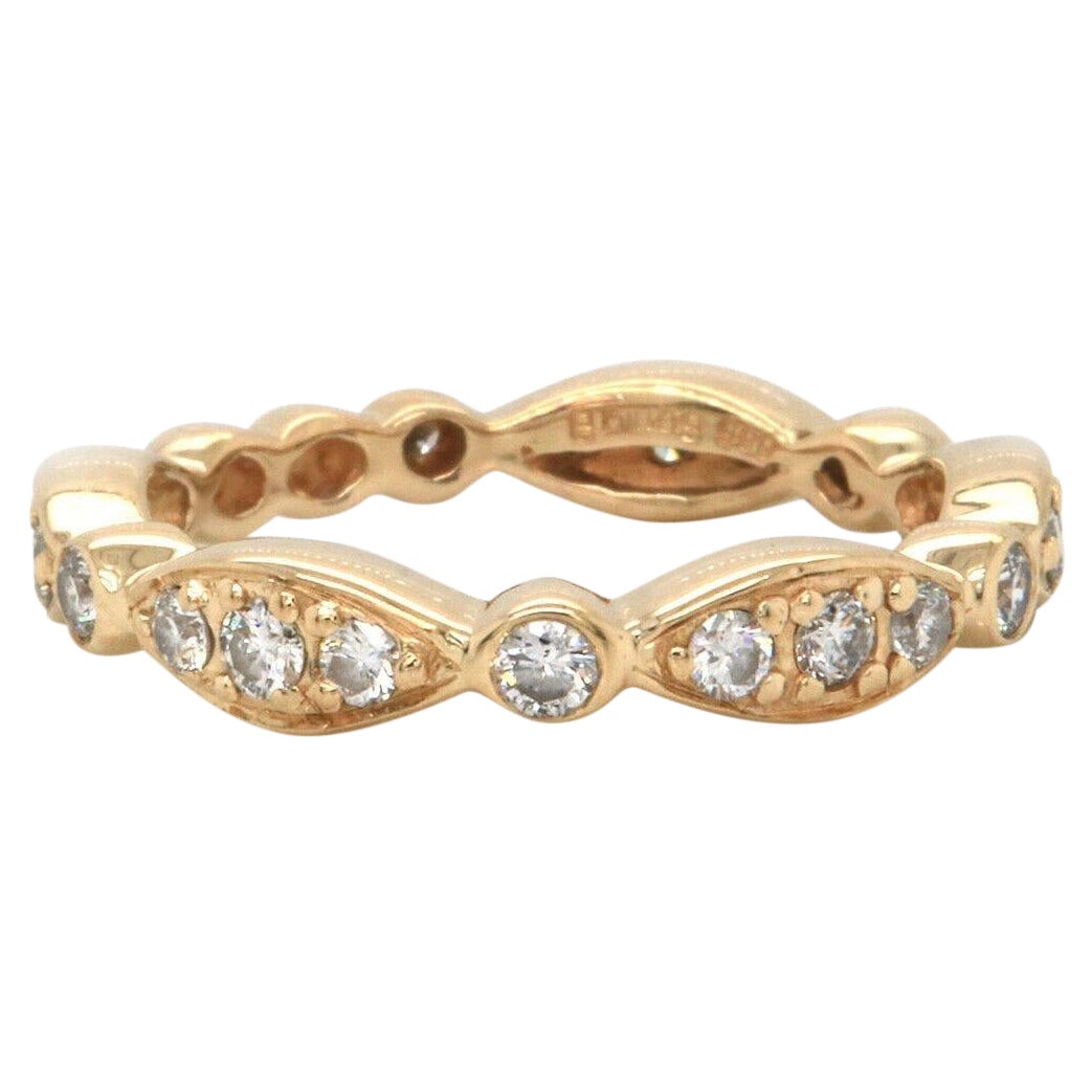 Sonia Bitton Diamond Vintage Style Anniversary Band Ring in 14K Yellow Gold For Sale