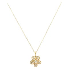 New 0.19ctw Diamond Milgrain Flower Pendant Necklace in 14K Yellow Gold