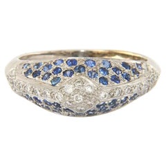 0.50ctw Sapphire and 0.15ctw Diamond Ring in 18K White Gold
