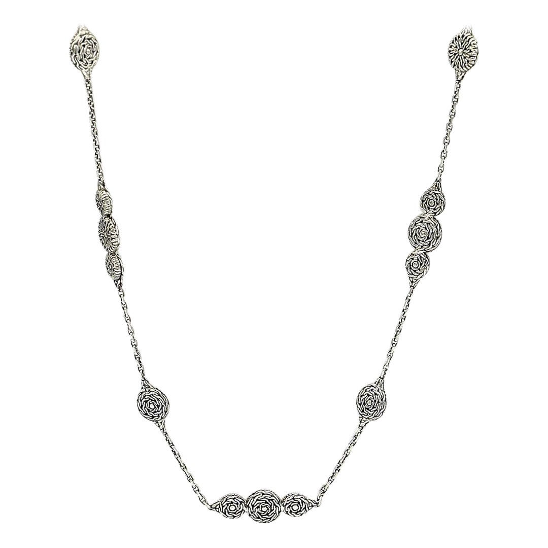 John Hardy Classic Station Necklace in Sterling Silver For Sale