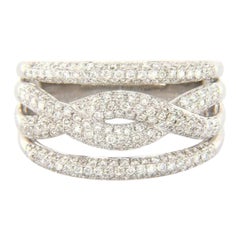 1.00ctw Pave Diamond Multi Row Twisted Ring in 18K White Gold
