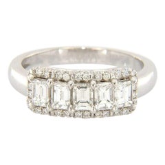 1.14ctw Baguette and Round Diamond Ring in 18K White Gold