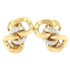 Pomellato Diamond Link Earrings in 18K Yellow Gold