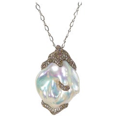 Naomi Sarna Diamond Pearl Labradorite Gold Necklace