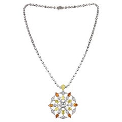 White & Fancy Coloured Diamond Constellation Necklace Set in 18K White Gold
