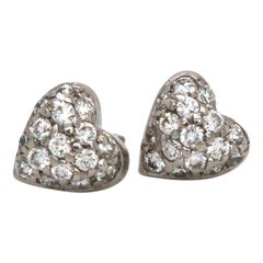 Roberto Coin Diamond Puffed Heart Stud Earrings in 14K White Gold