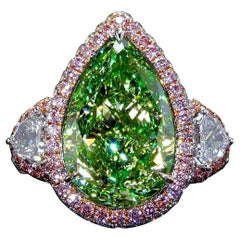 Emilio Jewelry GIA Certified Greenish Yellow Diamond Ring 