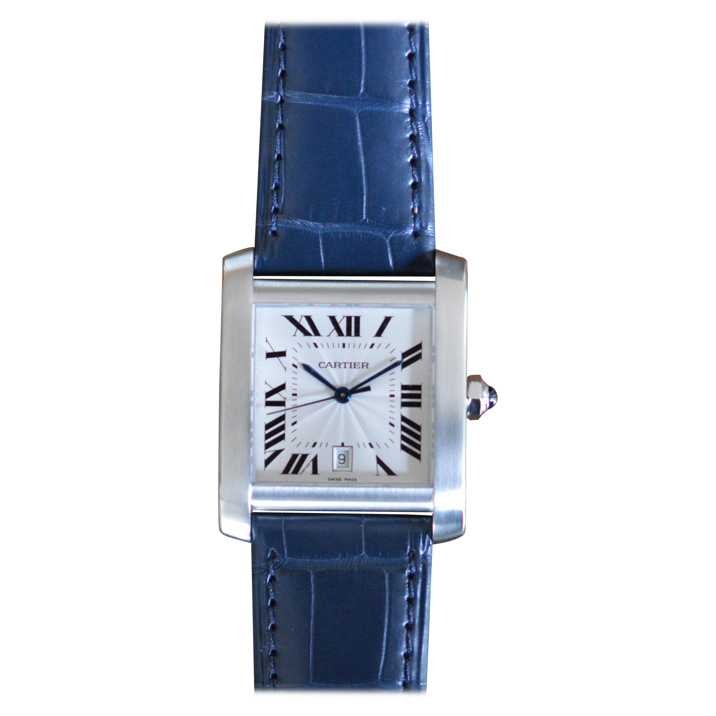 Cartier Tank Française GM Stainless Steel Automatic Unworn Full Set For Sale