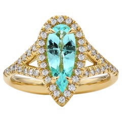 Mark Henry 1.11 Carat Paraiba Tourmaline and Diamond Signet Ring, 18 Karat YG