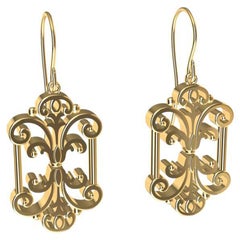 18 Karat Yellow Gold French Gate Dangle Earrings