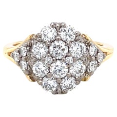 Vintage Jabel Diamond 18k Gold Cluster Ring