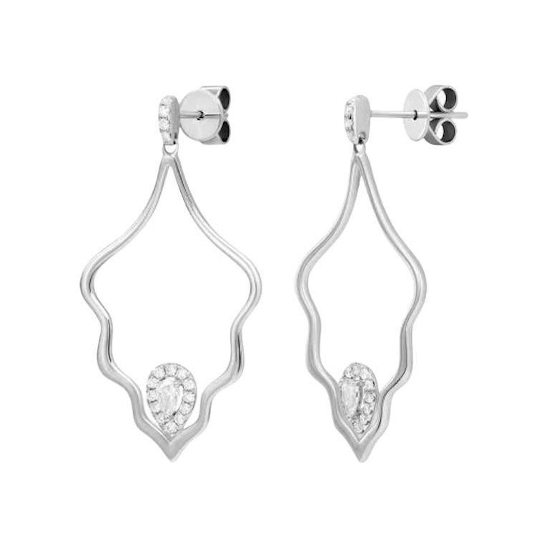 White Gold Diamond Dangle Elegant Earrings for Her 18K