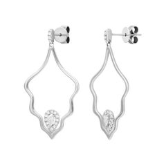 White Gold Diamond Dangle Elegant Earrings for Her 18K