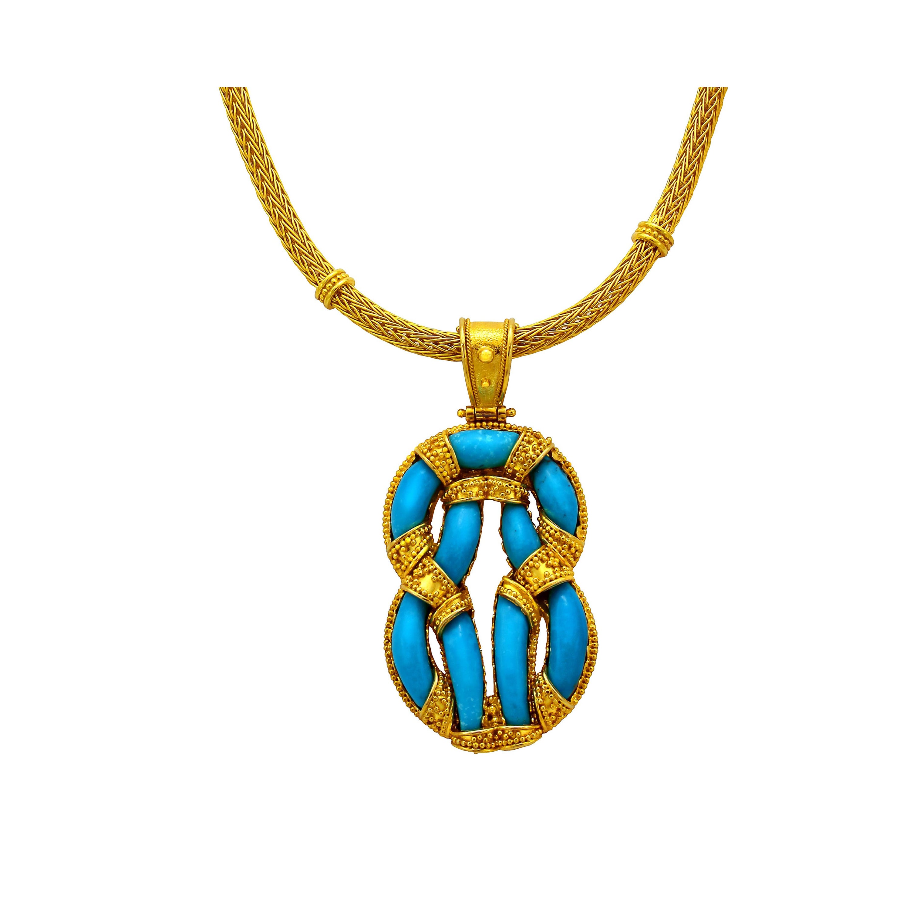Dimos 18k Gold Knitted Necklace with Hercules Knot Pendant