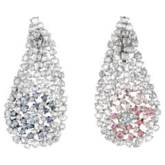 Pair of Fancy Colour Diamonds Earrings Set in 18K White Gold