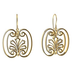 14 Karat Yellow Gold French Gate Dangle Earrings