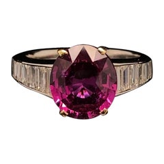 Pink Sapphire and Diamond Engagement Ring Platinum and 18 Karat Yellow Gold