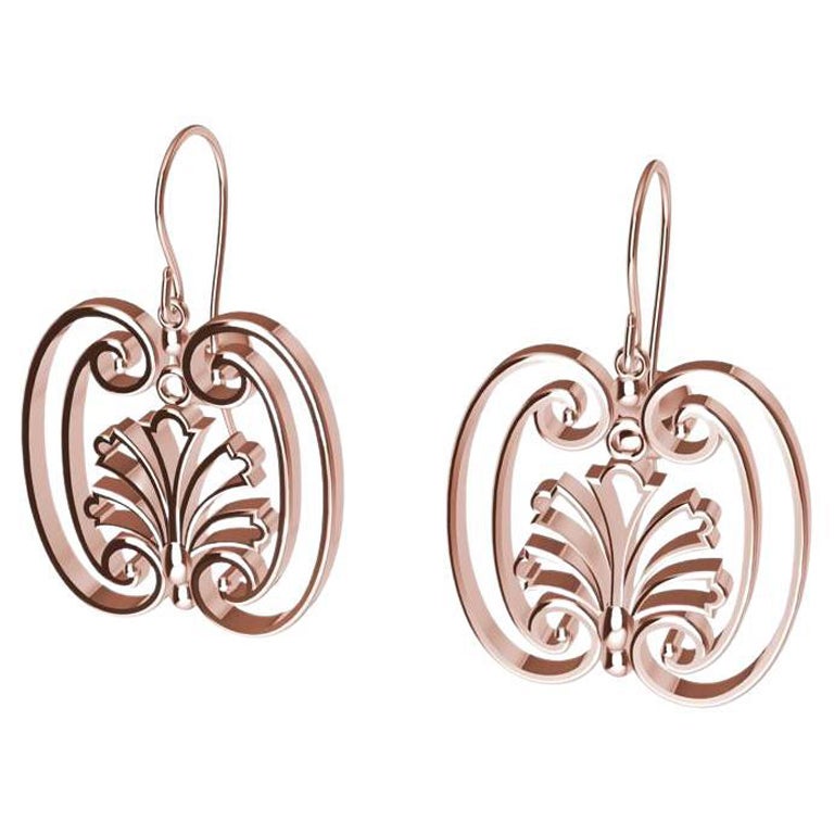 Boucles d'oreilles pendantes French Gate en or rose 18 carats en vente