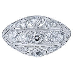 .90ctw Antique Platinum Euro Cut Diamond Ring, G-H VS1-VS2