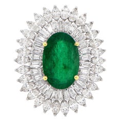Oval Emerald 3.48 Carat Cocktail Ring Set with Diamonds 2.85 Carats 18K Gold