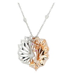 18KT Rose & White Gold Twin Peacocks Pendant with 2.42Ct. Diamonds