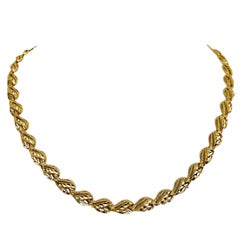 14 Karat Yellow Gold Ladies Diamond Cut Fancy Link Necklace