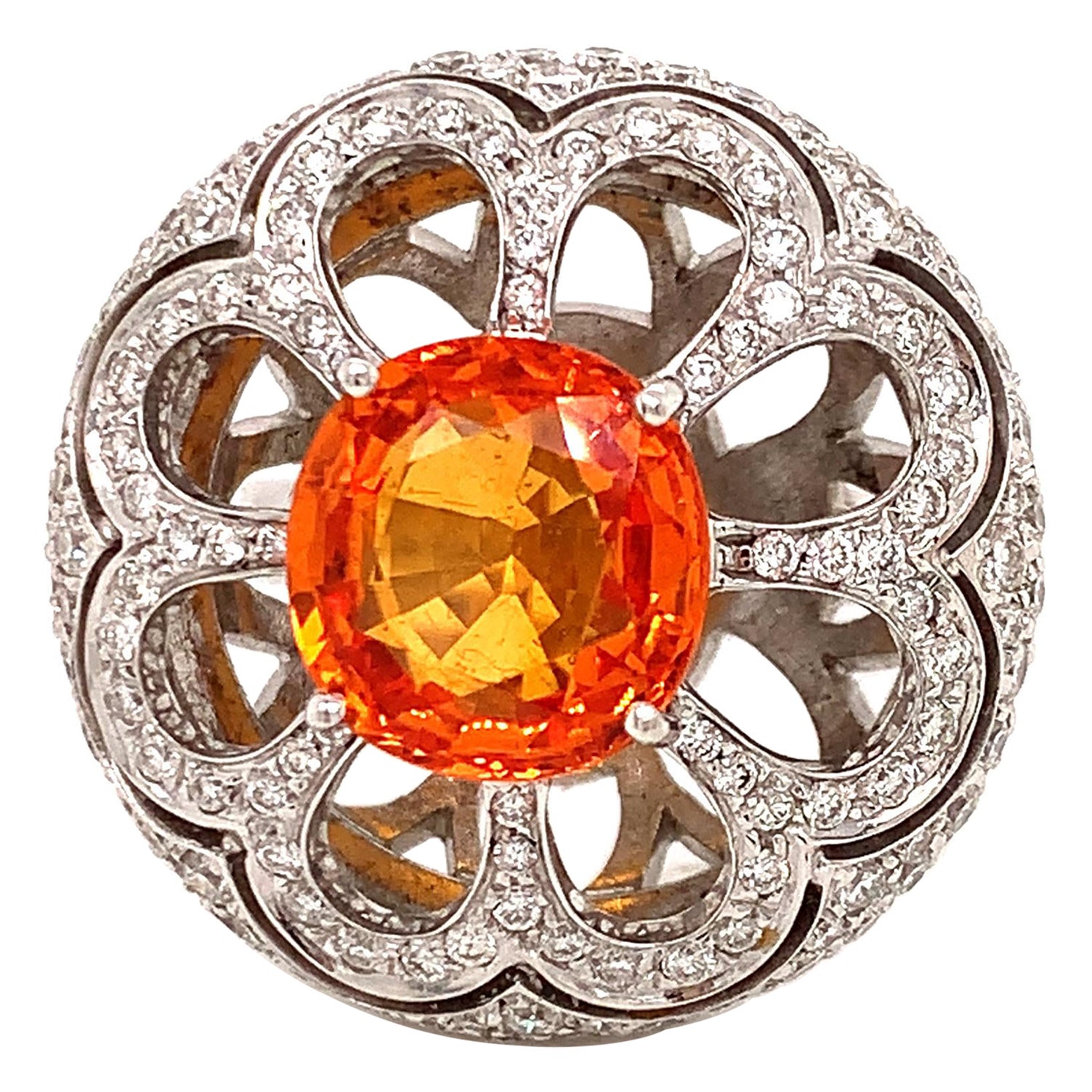 Bague Zydo saphir orange et diamant en vente