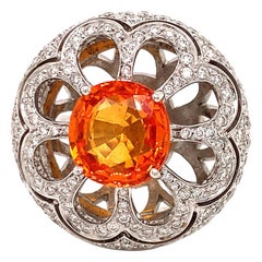 Zydo Orange Sapphire and Diamond Ring