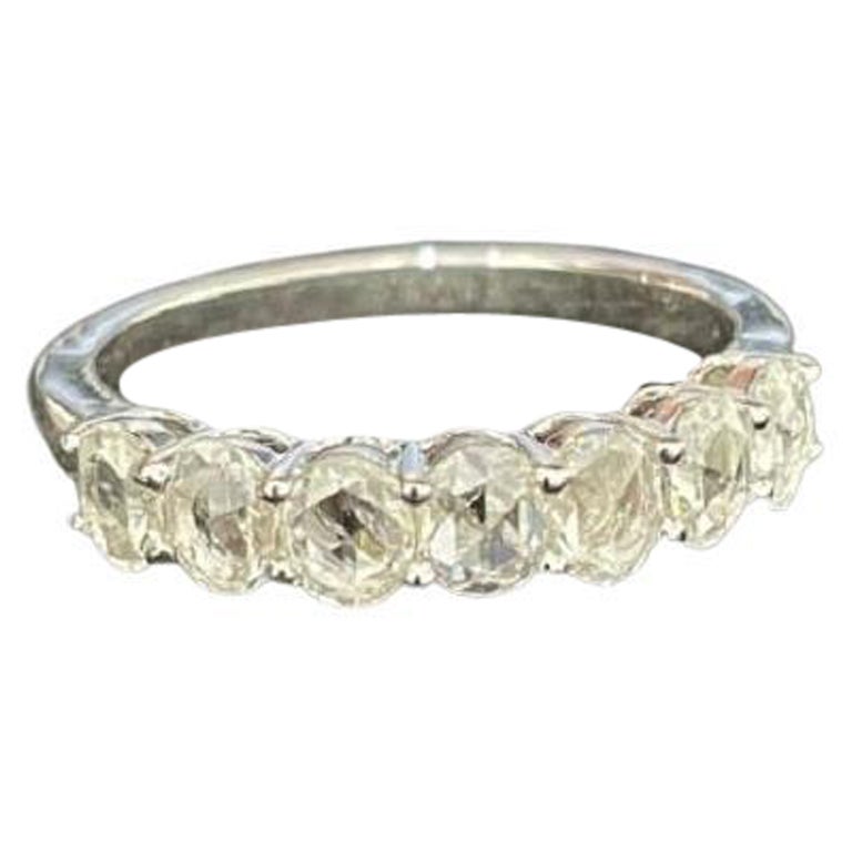 PANIM Oval Rosecut Diamond Band Ring in 18 Karat White Gold / Rose Gold For Sale