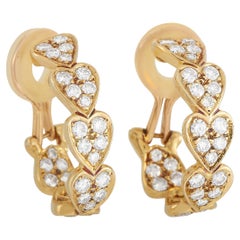 Cartier 18K Yellow Gold 1.35 Ct Diamond Heart Shaped Hoop Earrings